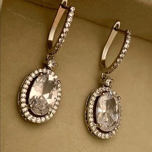 Luxury Drop Earrings  Oval Hoop Silver